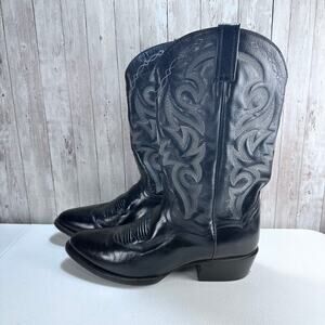Dan‎ Post DP2110 Boots Mens 10 Black Leather Round Toe Western Riding Cowboy